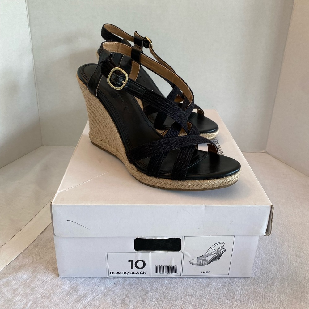 Banana Republic Black Shea Espadrilles Wedge Sandals 10. Like new condition